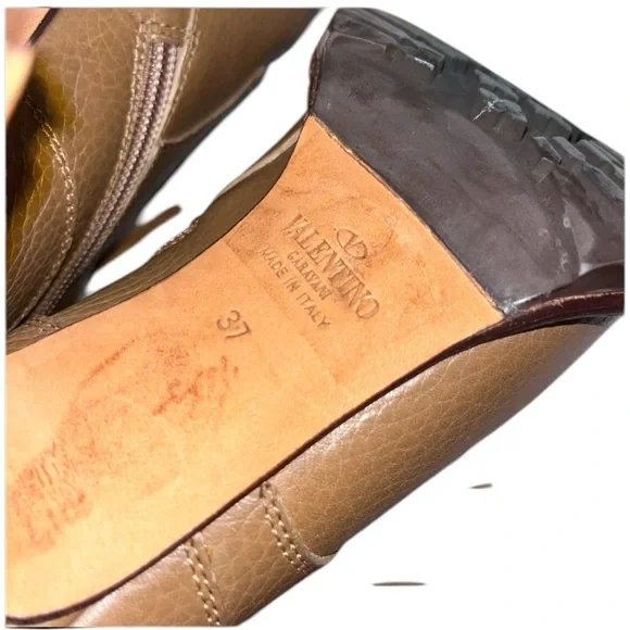 Valentino Brown Fringe Moto Ankle Boot Lug Sole EU 37 Designer EUC - Picture 6 of 10